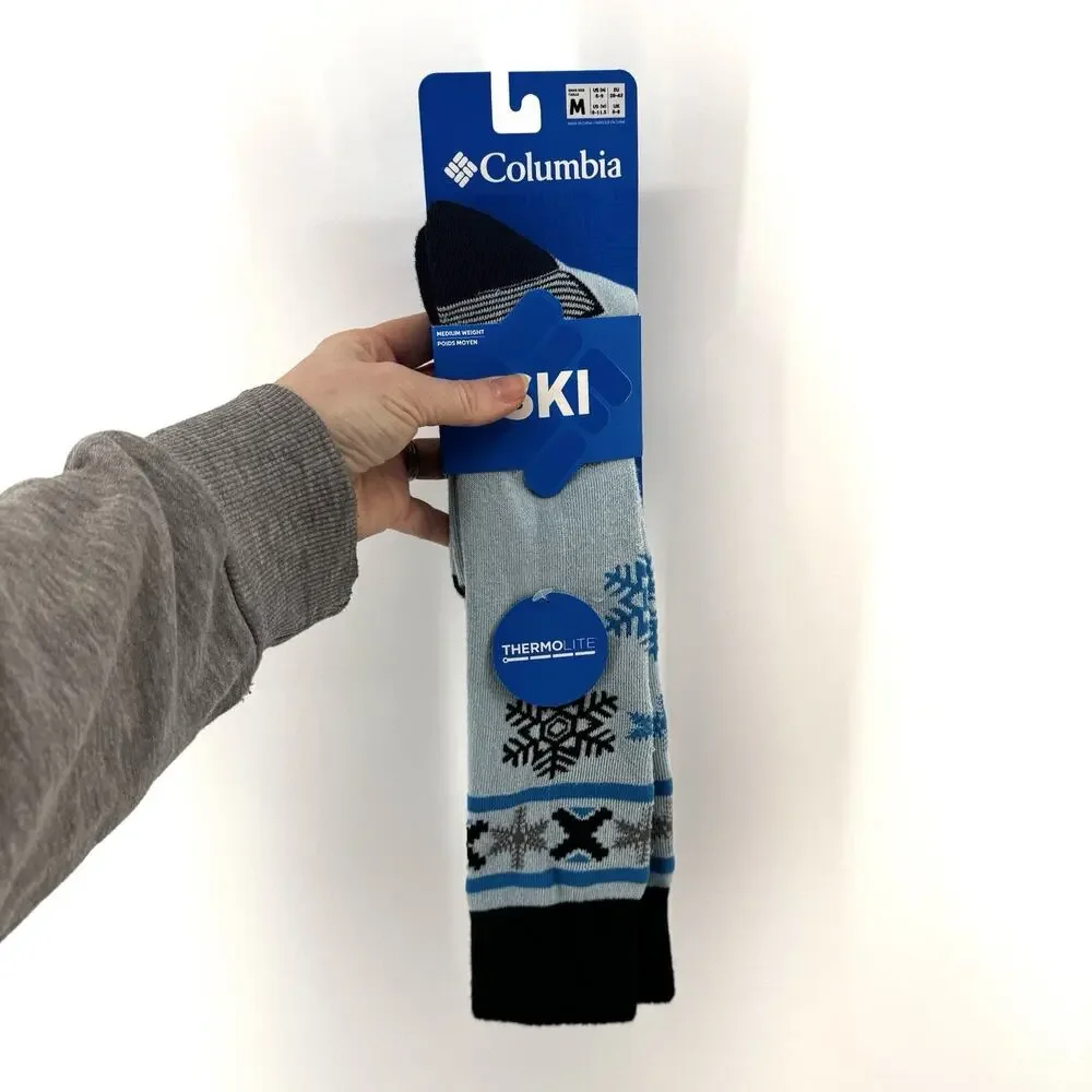 Columbia Women's Thermolite Snowflake Ski Socks Sky Blue Unisex Size Medium